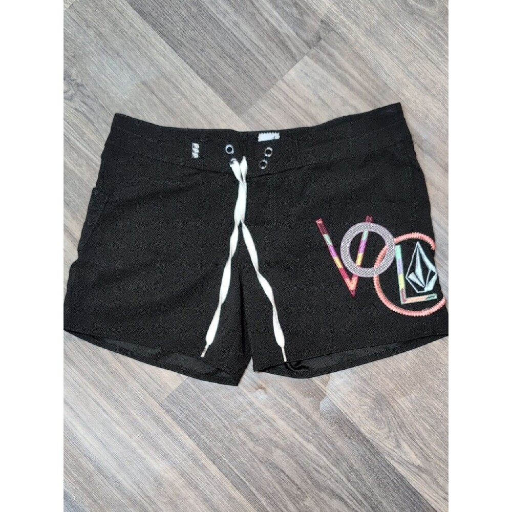 Volcom Black Athletic Shorts with Color Logo